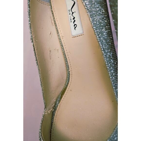 Nina New York Silver Peep Toe Heels Womens Size 10 Dress Shoes Evening Pumps NEW - Picture 12 of 13